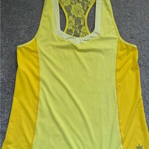 Crowned Athletics Sunny Yellow Lace Back Women's Tank Top